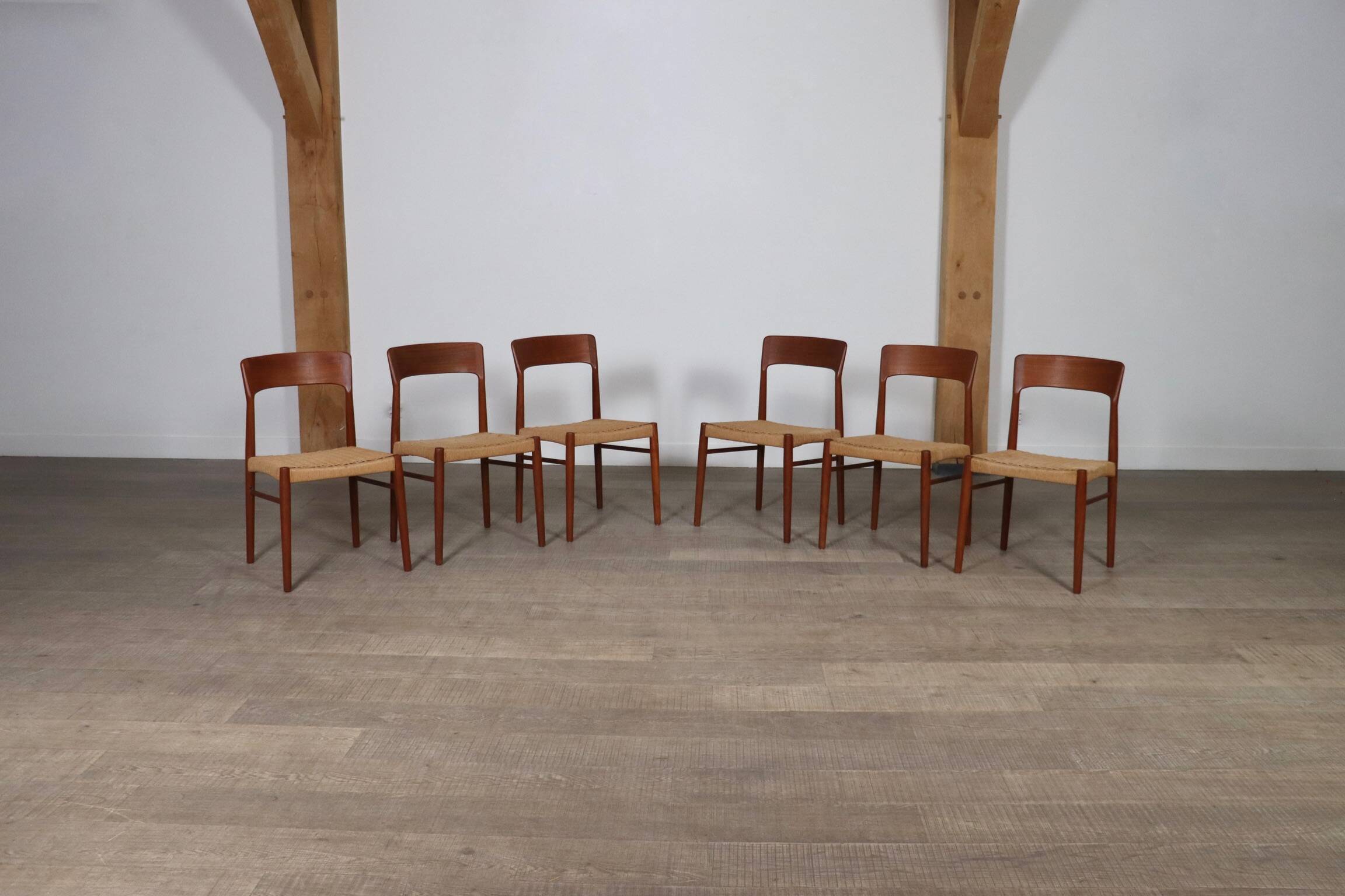 Kai Kristiansen Dining Chairs In Teak And Papercord For KS Mobler, Denmark 1960s, Set Of 6