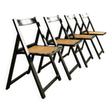 4 black cane folding chairs