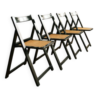 4 black cane folding chairs