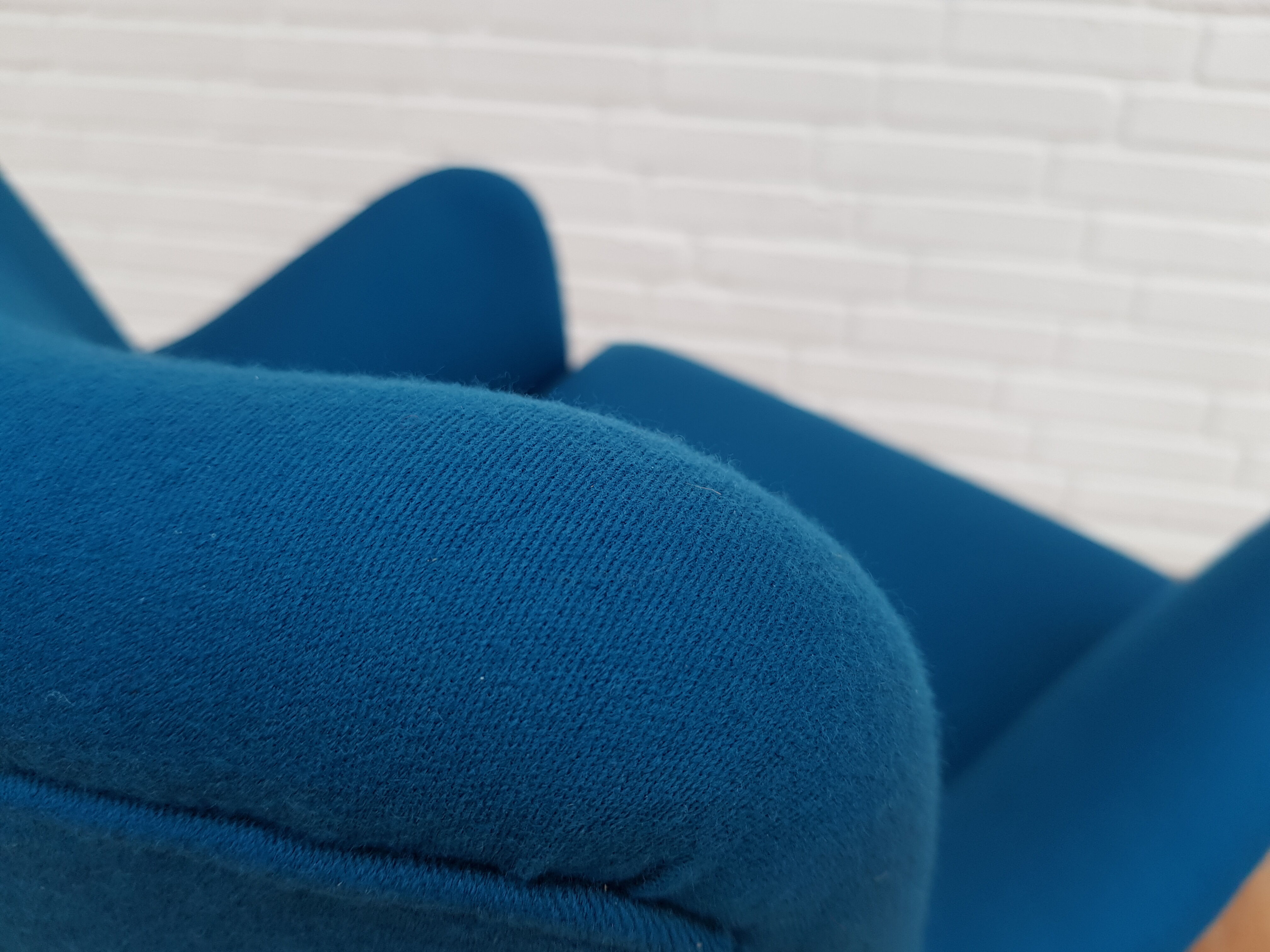 Danish designed armchair, wool, beech, completely renovated