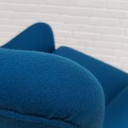 Fauteuil danois, laine, hêtre, entièrement rénové