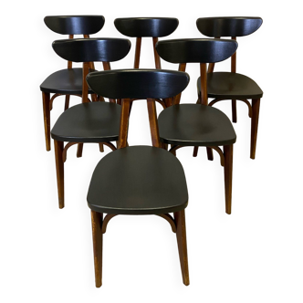 Set of 6 "Banana" bistro chairs