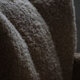 Pair of Danish Art Deco modern lounge chairs in sheepskin with lambswool and elm, 1940s.