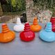 Trio of Space Age opaline pendant lights, Peill & Putzler, 1970