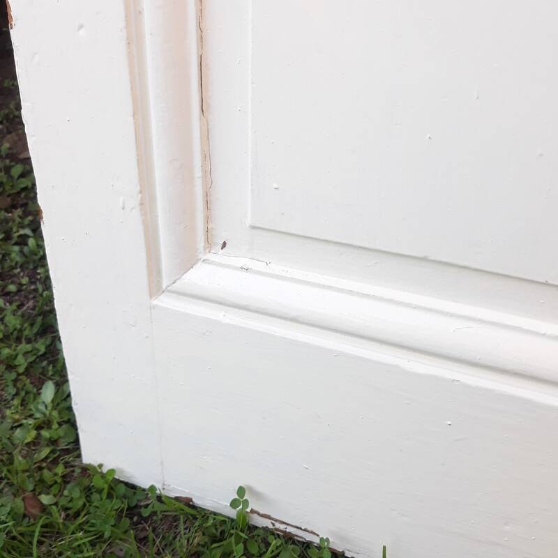 Communication door H218.5xL80cm, old panelled and moulded.