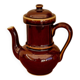 Cafetière en céramique marron vintage