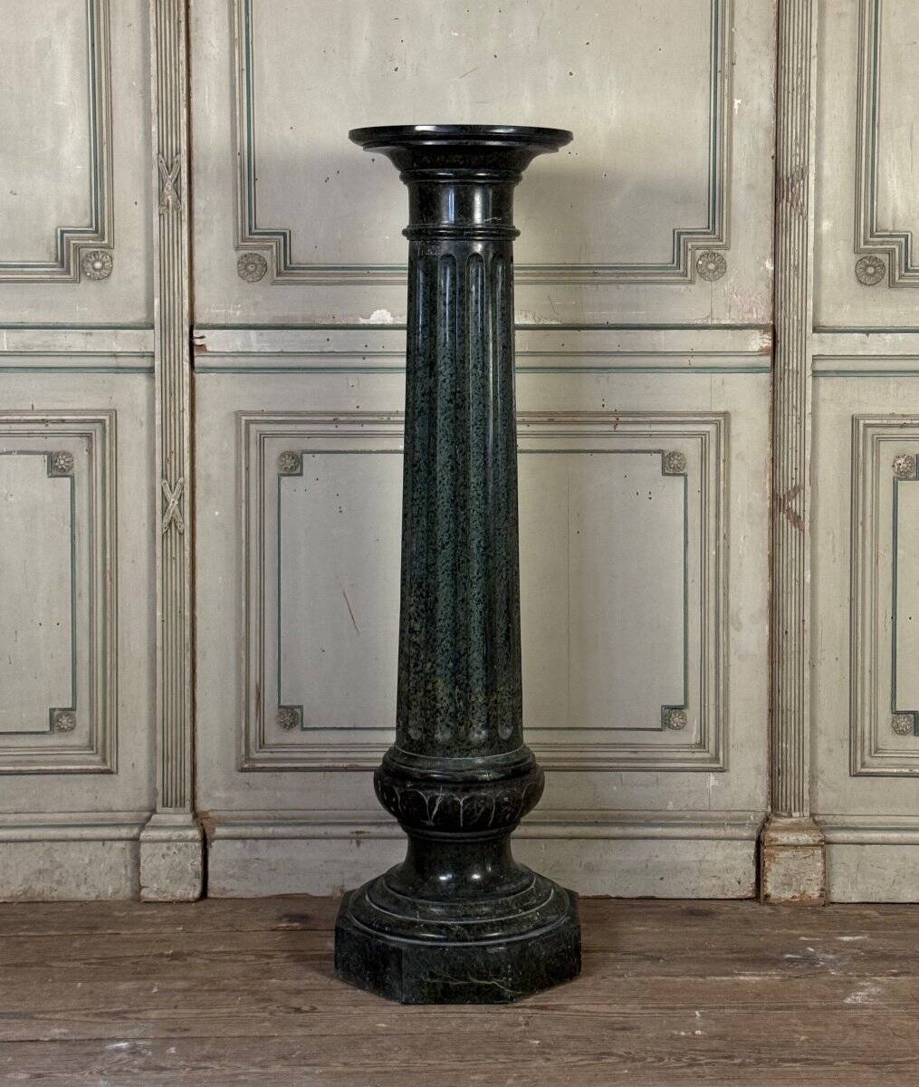 Serpentine Marble Fluted Column, Circa 1880