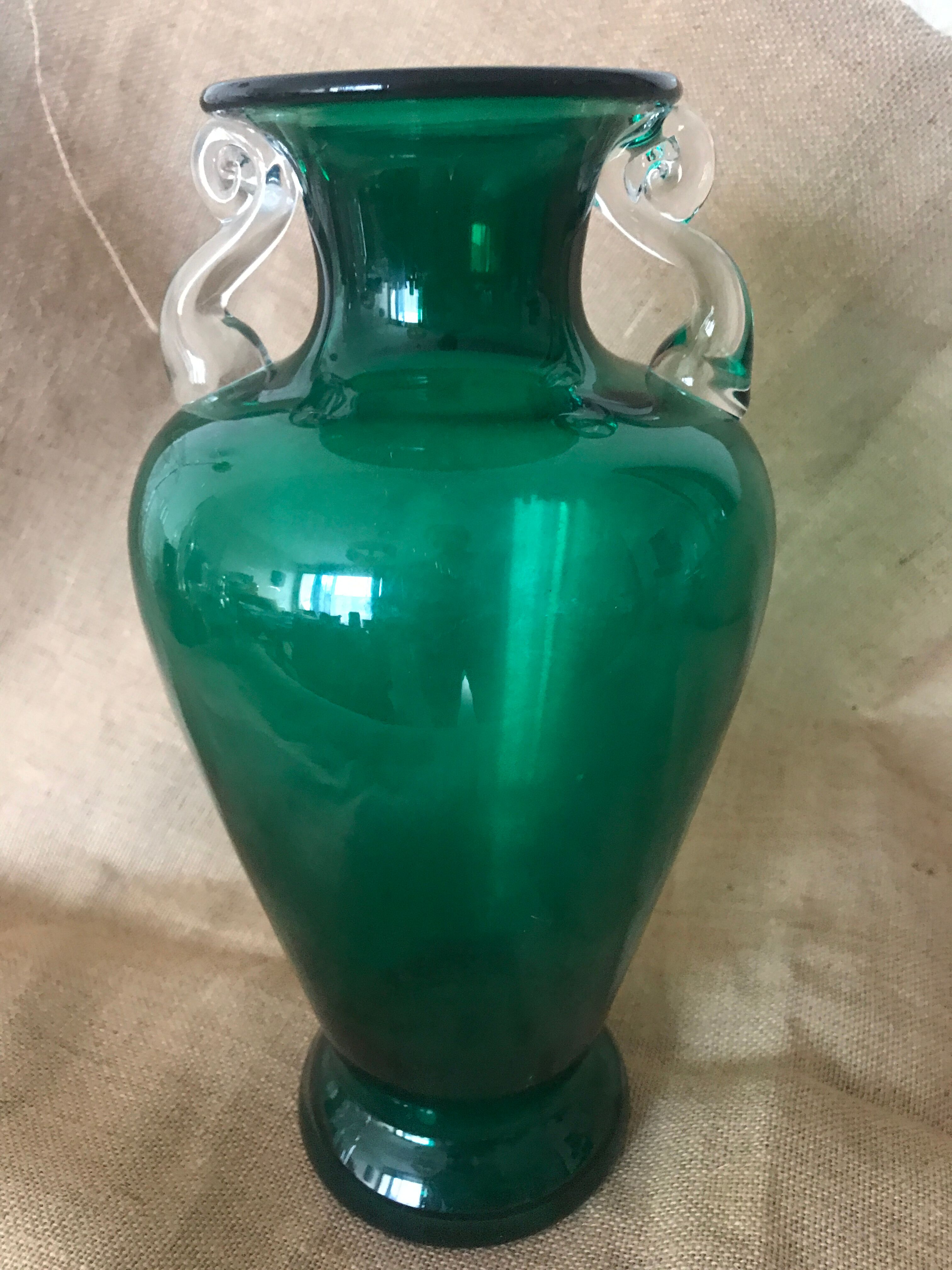 Dark green glass vase