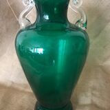 Dark green glass vase
