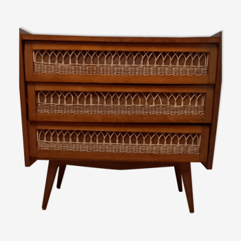 Vintage rattan chest of drawers