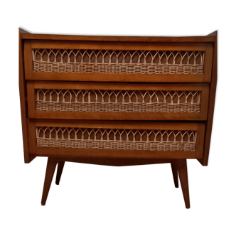 Commode rotin vintage