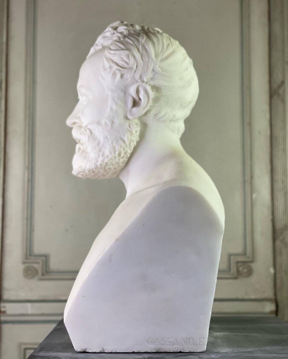 White marble statue bust signed Cassano