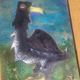 Enamel painting on copper bird 1950s/60s