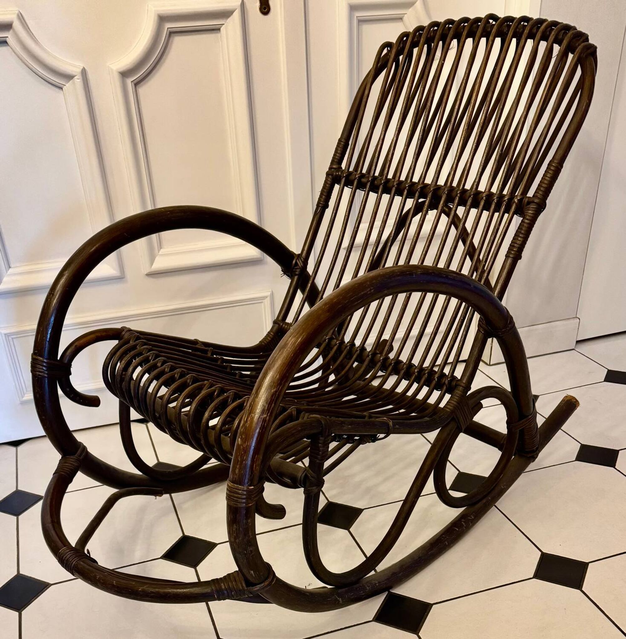 Bamboo and rattan rocking chair