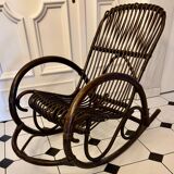 Bamboo and rattan rocking chair