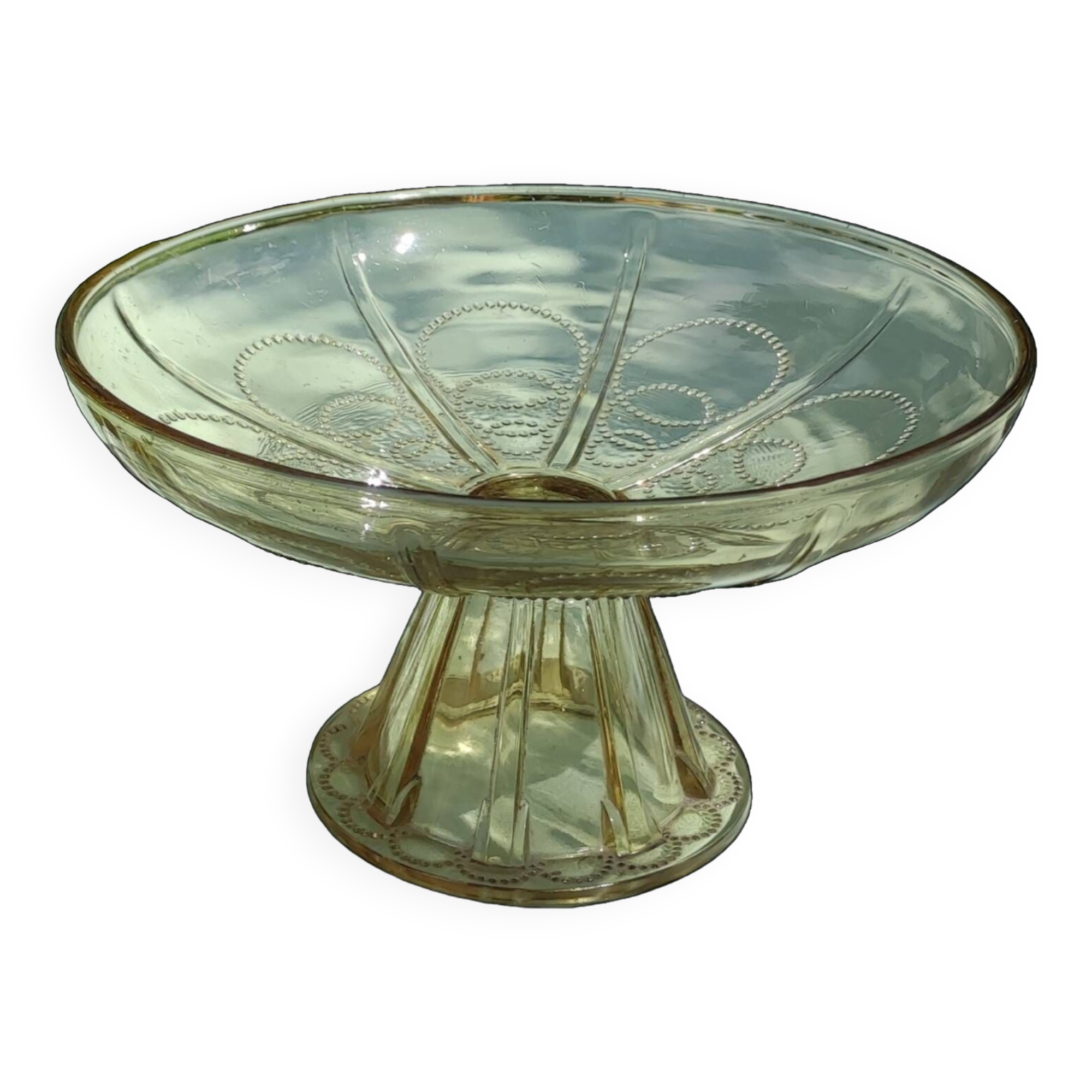 Old fruit bowl and smoked glass compotier