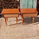 Pair of cherry wood marquetry bedside tables