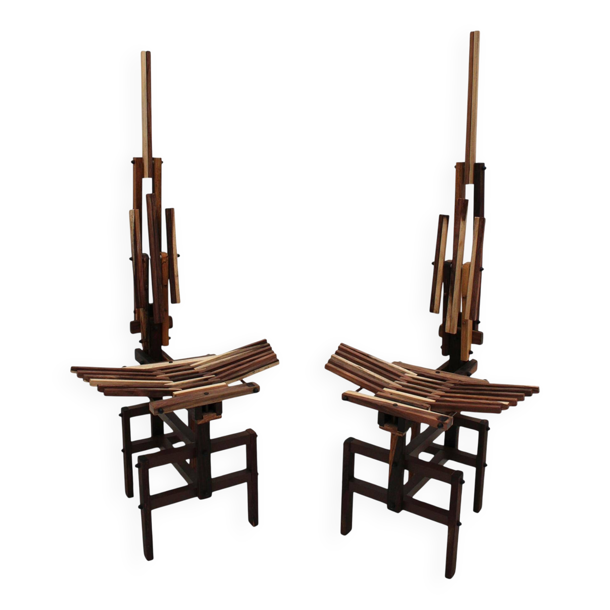 Italian Sculptural Wooden Chairs Sono by Anacleto Spazzapan, 1980s, Set of Two