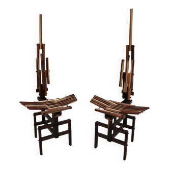 Italian Sculptural Wooden Chairs Sono by Anacleto Spazzapan, 1980s, Set of Two