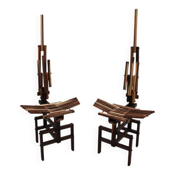 Italian Sculptural Wooden Chairs Sono by Anacleto Spazzapan, 1980s, Set of Two