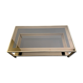 Table basse en verre fumé plaqué or 24 carats, sélection Dewulf par Belgo Chrom.