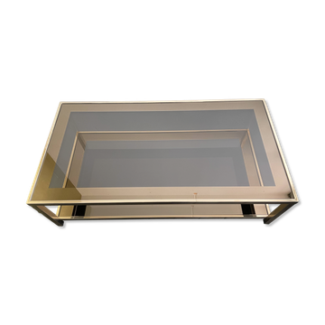 Table basse en verre fumé plaqué or 24 carats, sélection Dewulf par Belgo Chrom