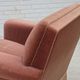 1970s, Danish armchair, salmon pink furniture velour, beech wood.