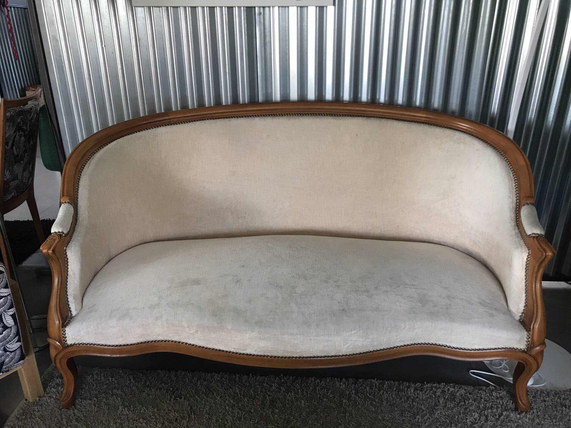 Louis XV style three-seater basket sofa