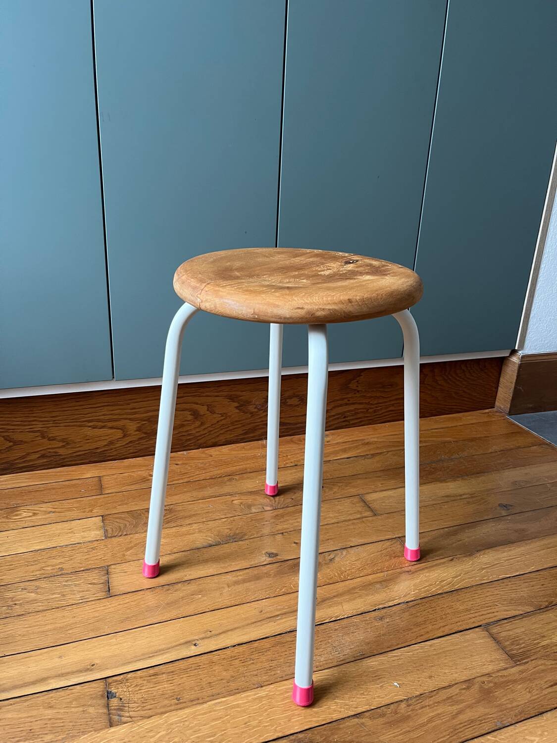 Vintage metal and wood stool
