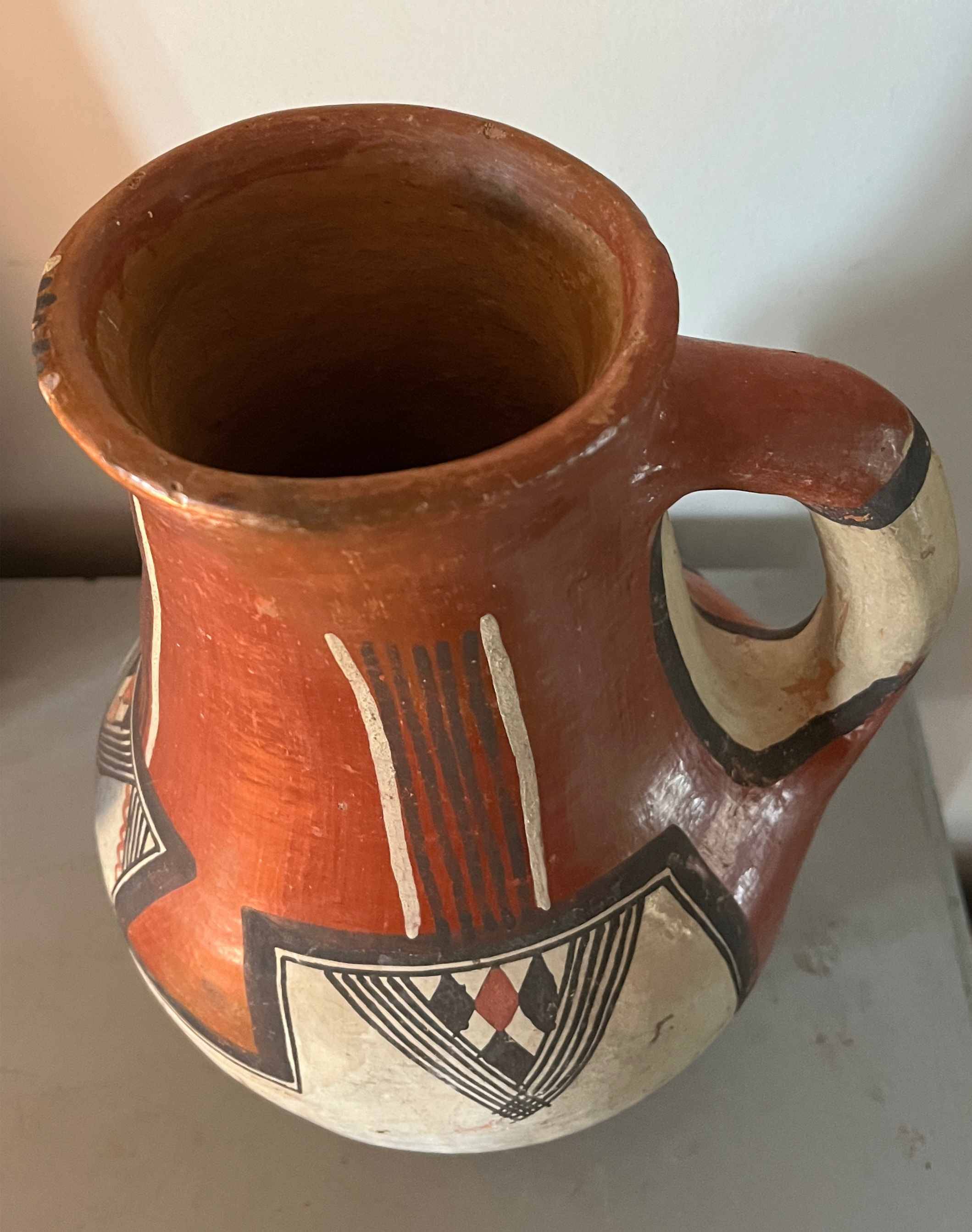 Iddeqi Kabyle pottery pitcher, Berber. Popular art Kabylie Algeria