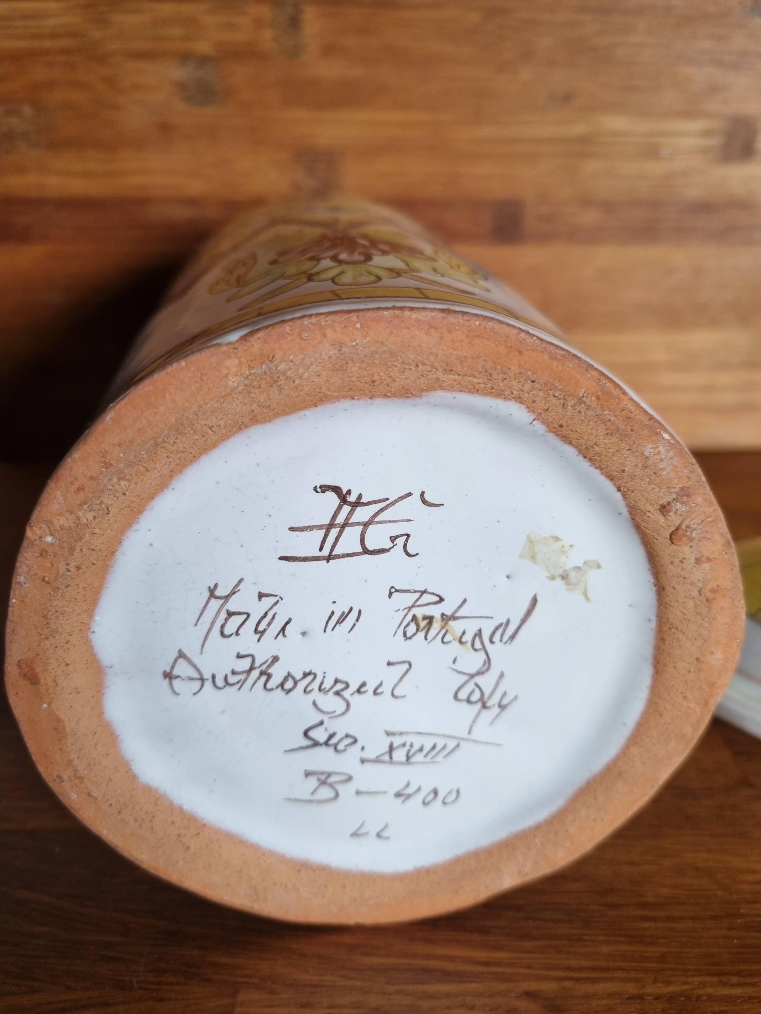 Old pharmacy pot made of earthenware from Portugal.