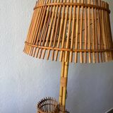 50s rattan plant stand floor lamp