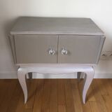 Vintage bedside table revisited in grey color
