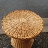 Round wicker side table