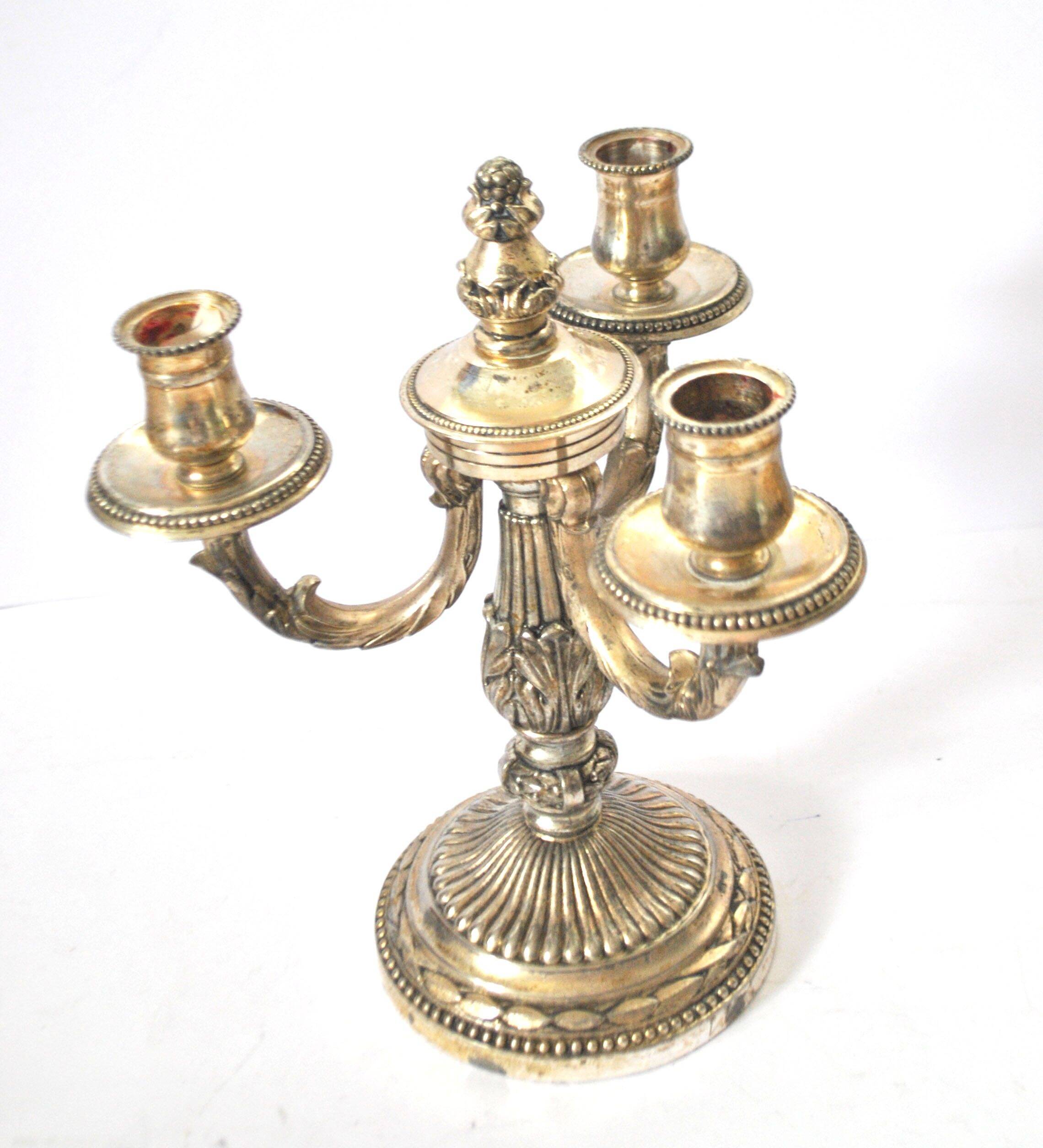 Vintage candlestick holder - 3-light metal candelabra