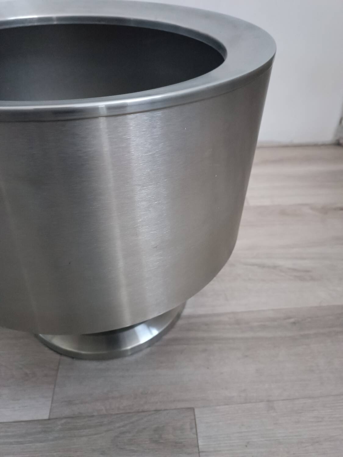 Large brushed metal plant pot holder 1970