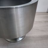 Large brushed metal plant pot holder 1970