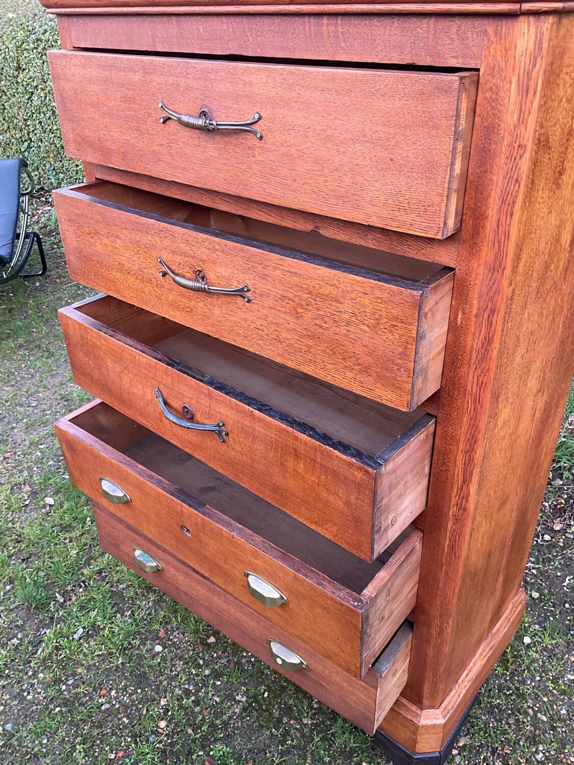 Old oak workshop furniture with drawers