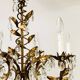 Vintage gold leaf crystal chandelier with 6 lights, 1950s.