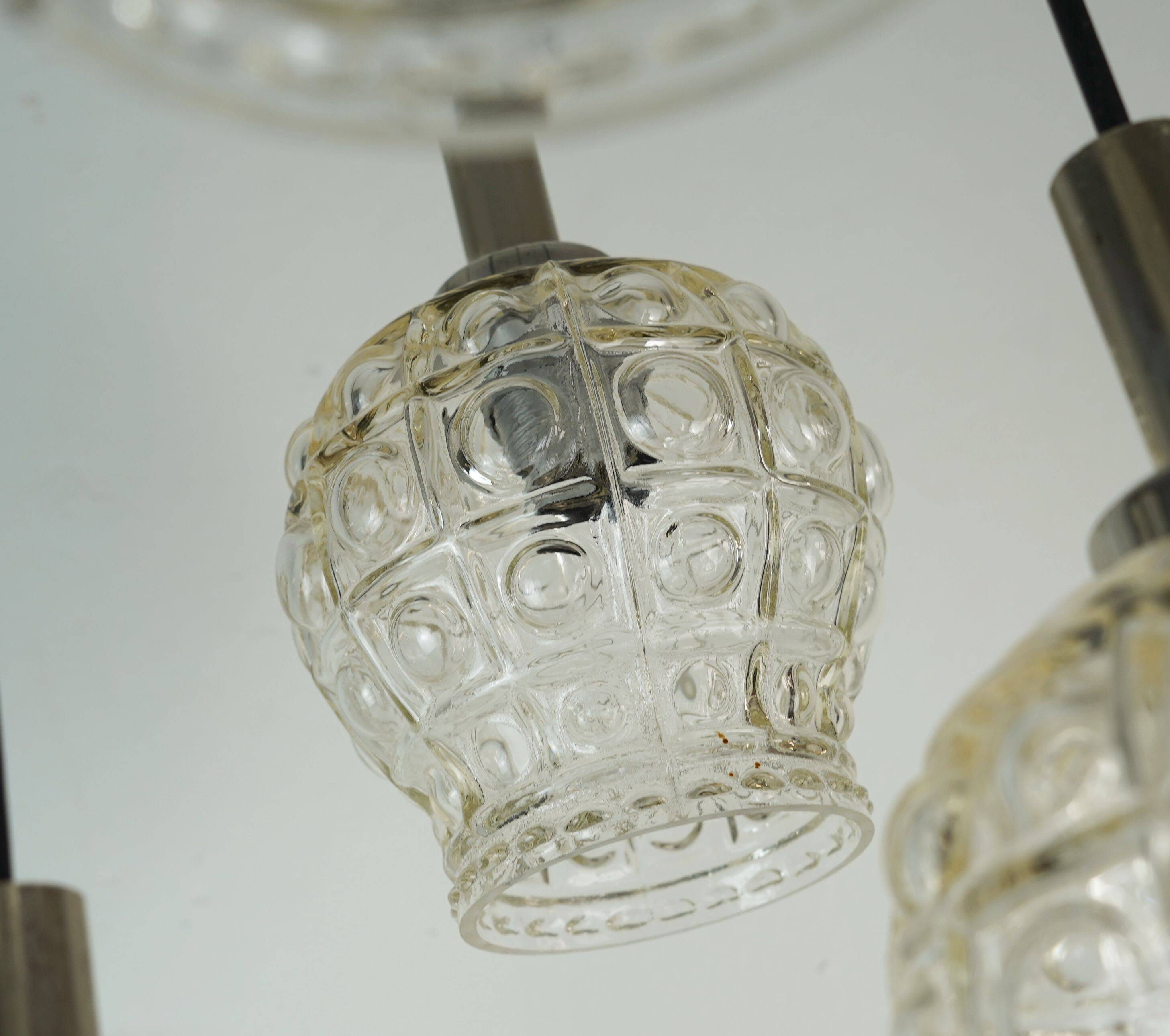 cascade PENDANT LIGHT - 7 shades - bubble glass and chrome - 1960/70s