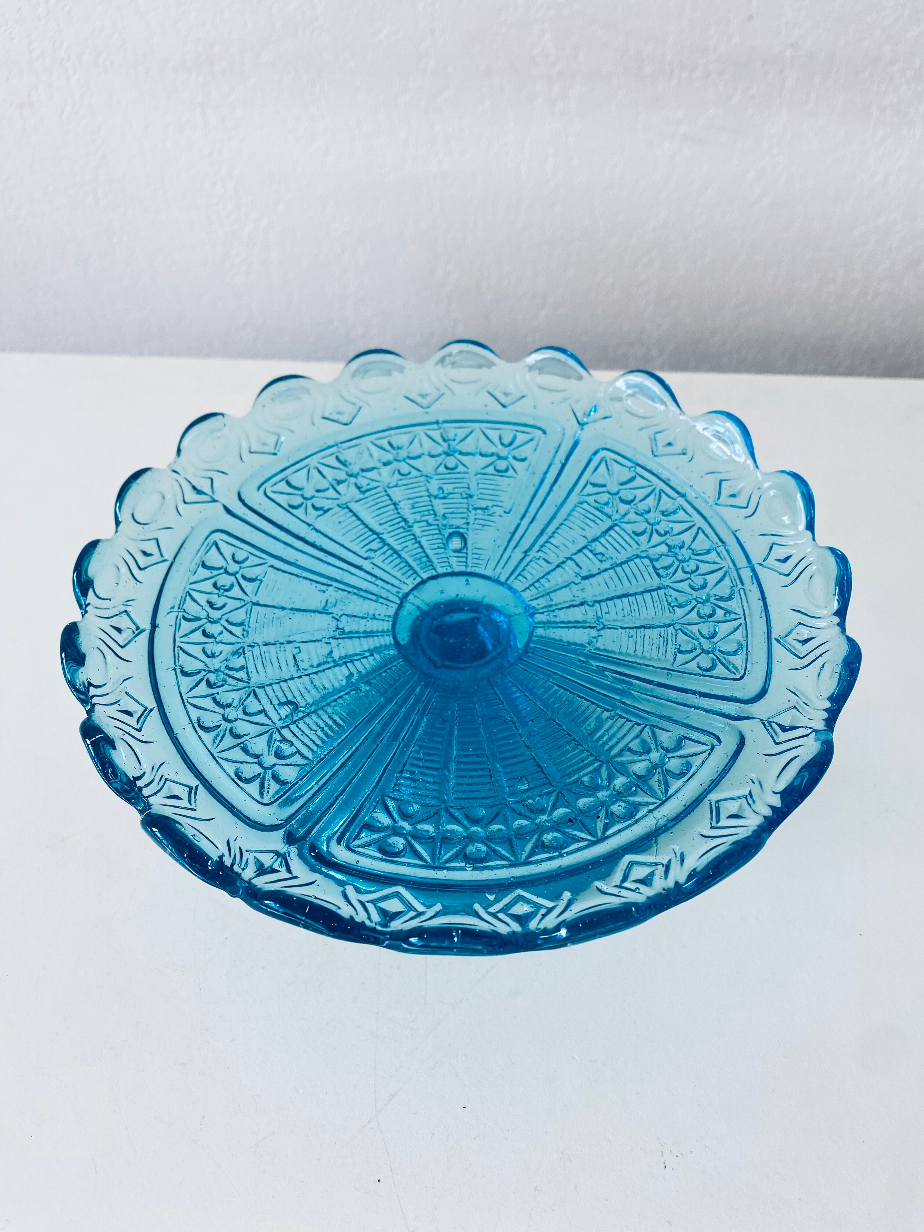 Blue glass stand cup