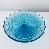 Coupe sur pied en verre bleu