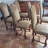 Six French Os De Mouton Style Dining Chairs in Carved Wood