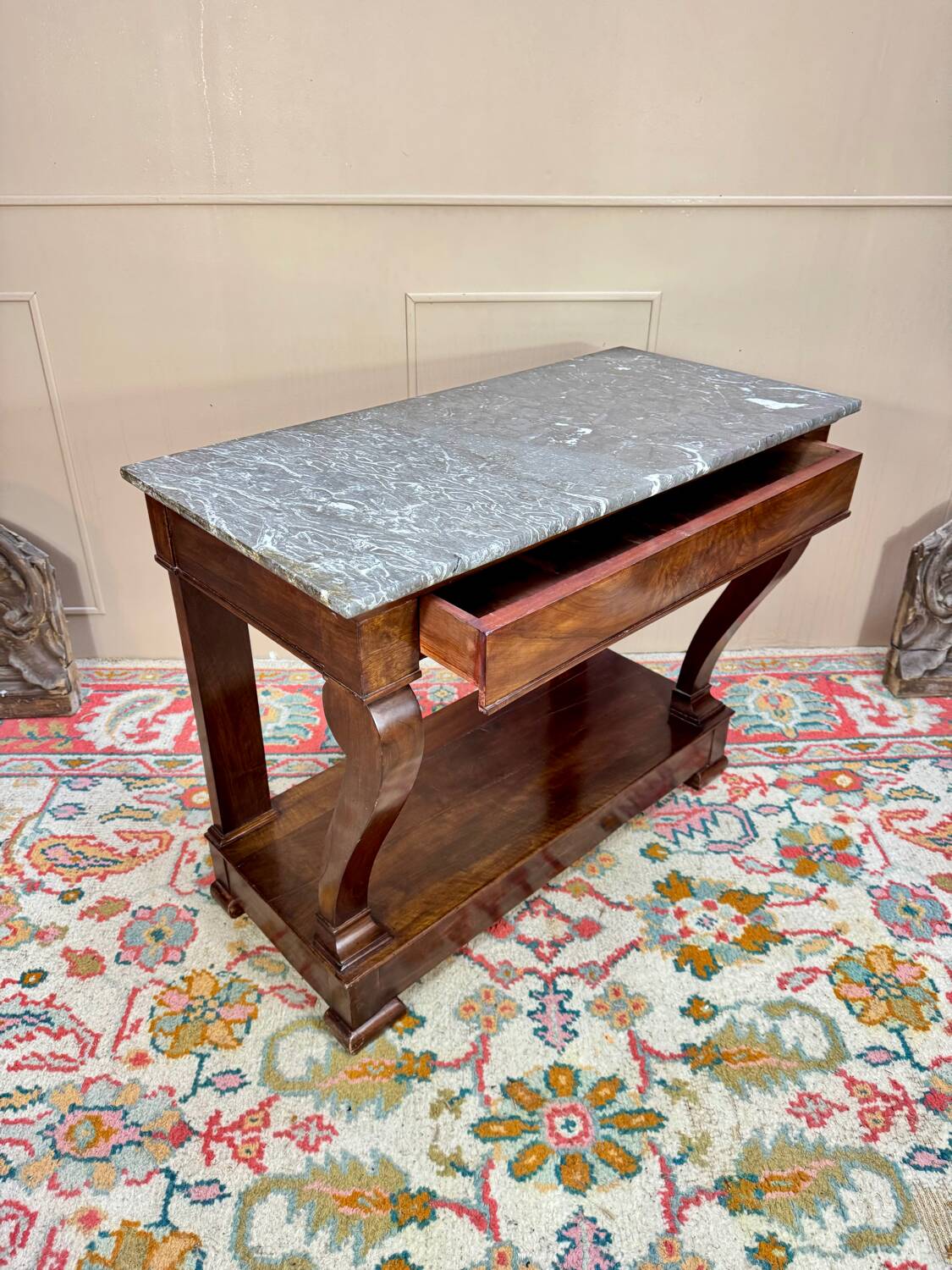 Mahogany Console Table, Restoration Period, 19th Century
