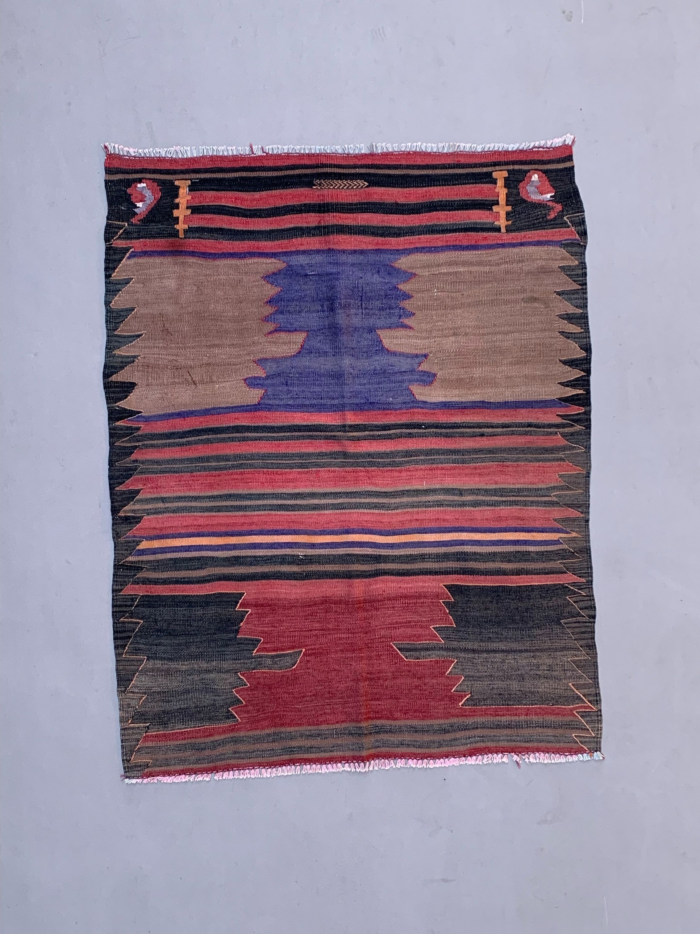 Medium Vintage Turkish Kilim Rug 140x111 cm Wool Kelim