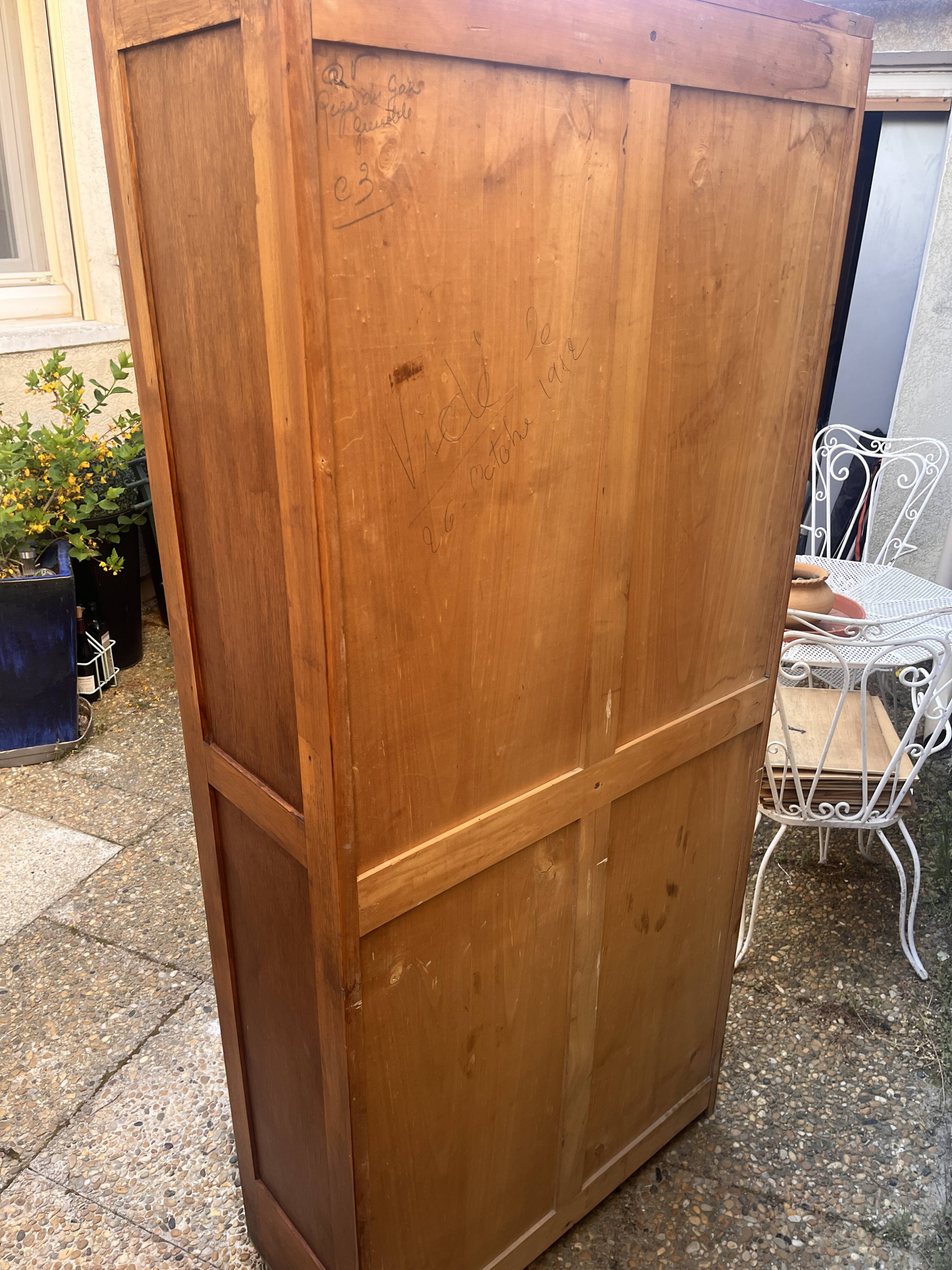 Classeur double à rideaux en bois Radia, années 50-60