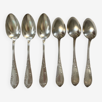 6 flowered spoons in silver metal