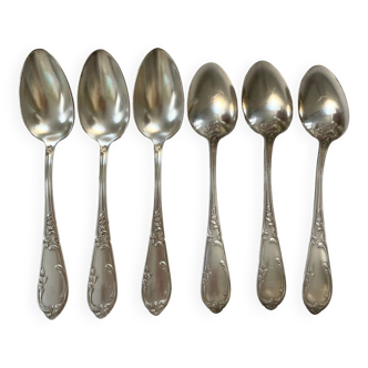 6 flowered spoons in silver metal