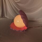 Pink shell and opaline pearl lamp, Saint-Jacques, France, 1970