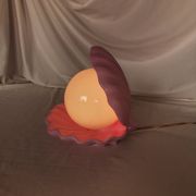 Pink shell and opaline pearl lamp, Saint-Jacques, France, 1970